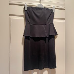Black strapless peplum cotton fitted & comfortable cocktail dress.